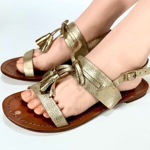 Kate Spade Carlita in Gold Metallic leather Sandals
